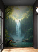 Tropical Rainforest Waterfall Wallpaper Wall Mural.