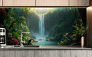 Tropical Rainforest Waterfall Wallpaper Wall Mural.
