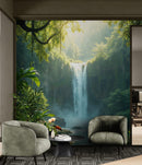 Tropical Rainforest Waterfall Wallpaper Wall Mural.