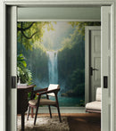 Tropical Rainforest Waterfall Wallpaper Wall Mural.