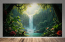 Tropical Rainforest Waterfall Wallpaper Wall Mural.