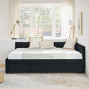 Upholstered Tufted Daybed Frame With Storage Drawers