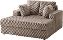 Brown Plush Sleeper Chair 53Inch Chaise Lounge With Pillows
