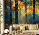 Colorful Forest Painting Wallpaper Mural.