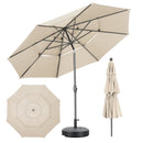 Ainfox 10FT 3 tier vented Outdoor Table Umbrella with Partern Umbrella Base For Beach Market Backyard Camping