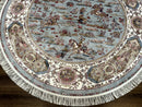 Round Silk Rug 6x6, Hunting Design, Bamboo Silk, Animal Pictorials