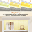 83' Tall Wood Bookcase Suite with light strip ,5-Tier Decor Bookcase Suite with Adjustable Shelves,Storage Organizer,Free Standing Storage Shelves Suite for Living Room,Home Office,White