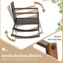 Three Piece Rocking Bistro Set With Cushions And Coffee Table For Outdoor Rattan Patio Off White
