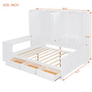 Full Size Wooden Daybed With Three Drawers, and All-in-One Cabinet, Desk and Shelves, White