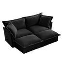 Slipcovered Sofa 2 Seater Sofa    With 2 Ottomans, 2 Seater Sleeper Sofa Bed Home Theater Oversized Sofa For Living Room, Chenille, Black