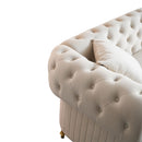 89''W Chesterfield Modern Tufted Velvet Living Room Sofa with Two Seat Cushions and Two Toss Pillows,Beige