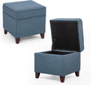 Seventeen Inch Electric Blue Storage Ottoman Hinged Lid