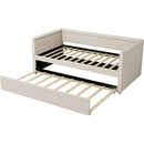 Modern Style Twin Size Upholstered Daybed with Trundle for Guest Room, Small Bedroom, Study Room, Beige