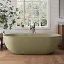 [69X30-Inch] Nuvia Freestanding Oval Stone Resin Soaking Tub With Overflow Drain (SAK35786)