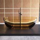[69X30-Inch] Nuvia Freestanding Oval Stone Resin Soaking Tub With Overflow Drain (SAK35786)