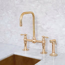 Unlacquered Brass Kitchen Faucet,  Ball Center Kitchen Bridge Faucet