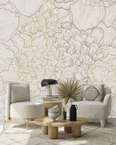Beige Large Peonies Wallpaper