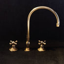 Unlacquered Brass Gooseneck Deck Mounted Kitchen Faucet