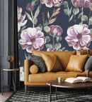 Elegant Dark Wallpaper with Peonies Vogue