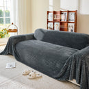 Thick Plush Non-Slip Sofa Throw Cover, Warm Soft Faux Fur Couch Protector for Winter