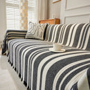 Striped Chenille Sofa Slipcover Throw, Soft Thick Washable Couch Cover Blanket