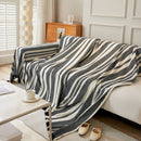 Striped Chenille Sofa Slipcover Throw, Soft Thick Washable Couch Cover Blanket