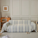 Striped Chenille Sofa Slipcover Throw, Soft Thick Washable Couch Cover Blanket