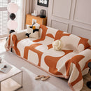 Modern Abstract Chenille Sofa Cover, Large Soft Throw Blanket with Tassels for Couch