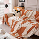 Modern Abstract Chenille Sofa Cover, Large Soft Throw Blanket with Tassels for Couch