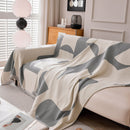 Modern Abstract Chenille Sofa Cover, Large Soft Throw Blanket with Tassels for Couch