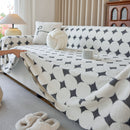 Geometric Jacquard Plush Warm Sofa Couch Cover Coral Fleece Throw Blanket for Couch