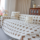 Geometric Jacquard Plush Warm Sofa Couch Cover Coral Fleece Throw Blanket for Couch