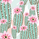 Stylish Cactus with Pink Flowers Wallpaper