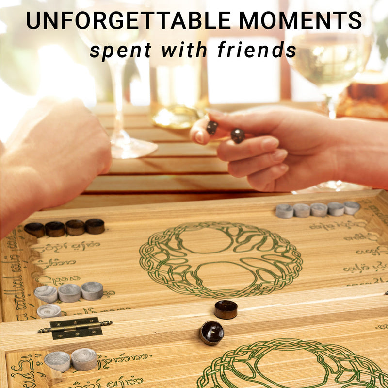 Handmade backgammon made of natural wood and epoxy resin