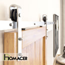 Non-Bypass Sliding Barn Door Hardware Kit - Classic Design Roller - Silver Finish