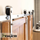 Non-Bypass Sliding Barn Door Hardware Kit - Arrow Design Roller - Silver Finish