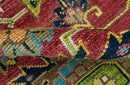 Custom Made Red And Mustard Traditional Floral Design Hand Knotted Wool Rug