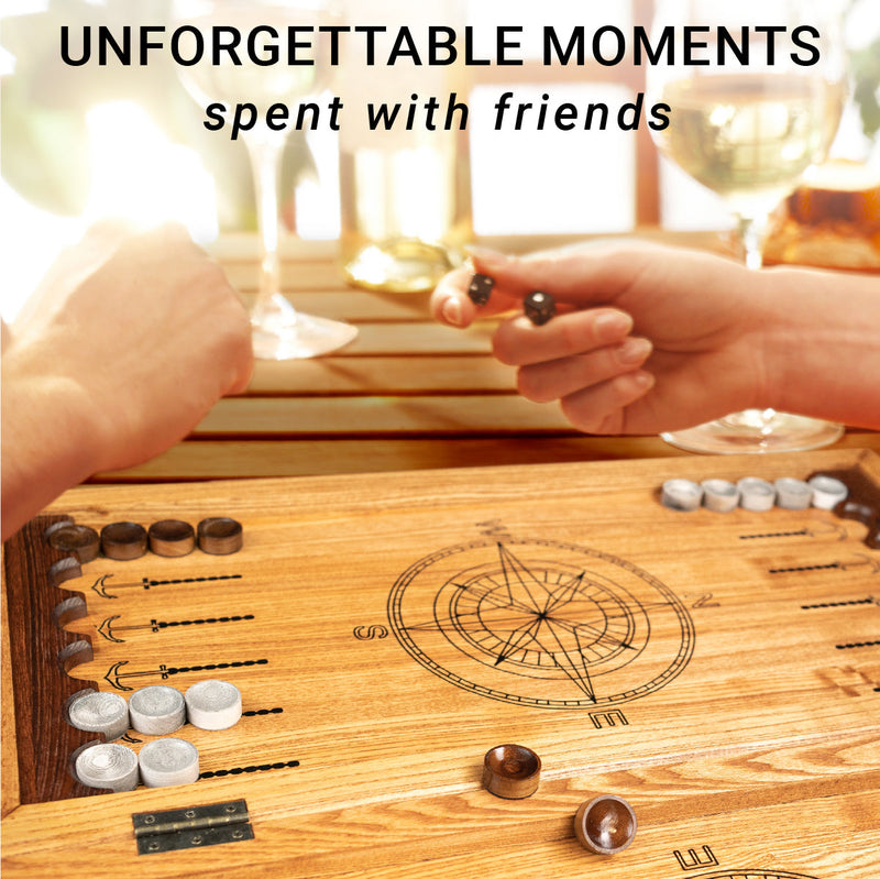 Handmade backgammon made of natural wood and epoxy resin 25.59*25.59 inch (65*65 cm)