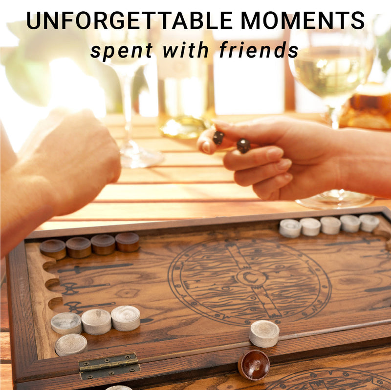 Handmade backgammon made of natural wood and epoxy resin