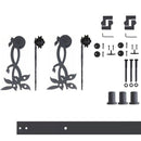 Non-Bypass Sliding Barn Door Hardware Kit - Flower Design Roller