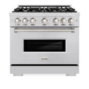 ZLINE 36" Dual Fuel Range, Gas Cooktop, Electric Convection Oven Stainless Steel, CDR36
