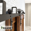 Double Track U-Shape Bypass Sliding Barn Door Hardware Kit - Straight Design Roller