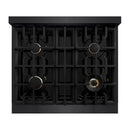 ZLINE 30" Classic Gas Range, Convection Gas Oven Black Stainless Steel, Champagne Bronze CGRBZ-30-CB