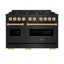 ZLINE 48" Classic Gas Range, Convection Gas Oven Black Stainless Steel, Gold CGRBZ-48-G