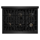 ZLINE 36" Classic Gas Range, Convection Gas Oven Black Stainless Steel, Gold CGRBZ-36-G
