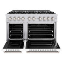 ZLINE 48"Classic Gas Range, Convection Gas Oven, Stainless Steel, White Matte Door CGR-WM-48