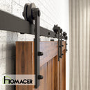 Non-Bypass Sliding Barn Door Hardware Kit - Straight Design Roller