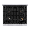 ZLINE 36" Dual Fuel Range, Gas Cooktop, Electric Convection Oven DuraSnow® Stainless Steel, White Matte Door Matte Black CDRSZ-WM-36-MB