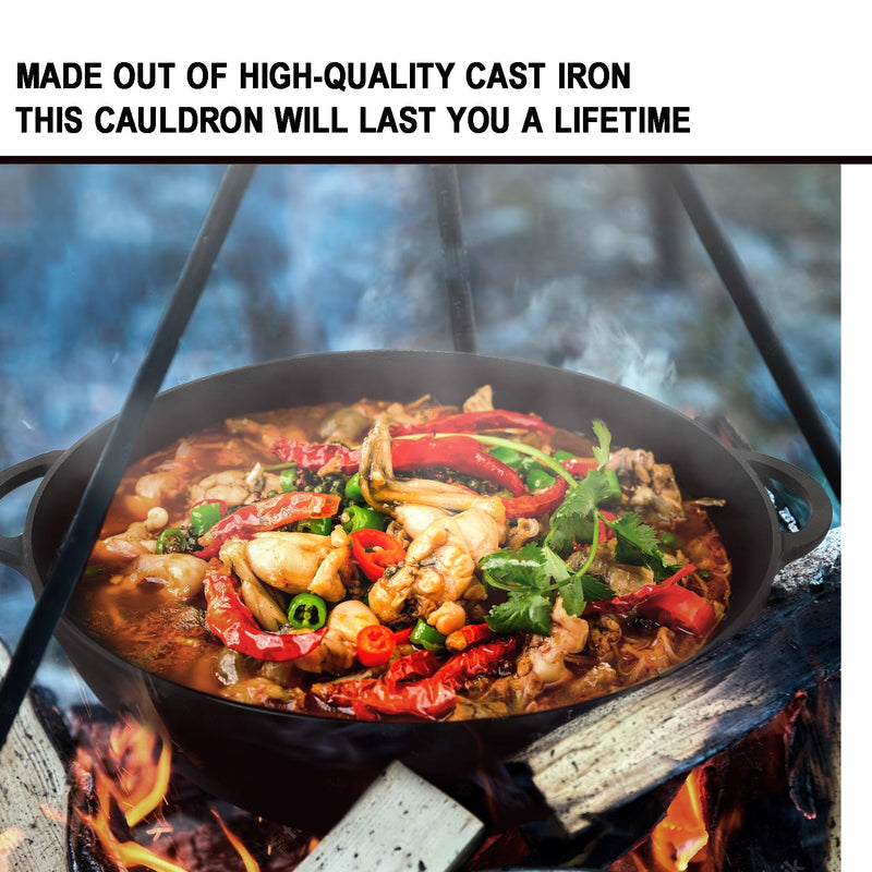 8,45 quart Braiser Pan WOK High-Quality Cast Iron with a Cast Iron Lid, Outdoor Cooking