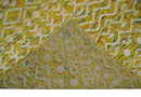 8.7x11.4 Hand Knotted Gold and White Ivory Contemporary Southwestern Tribal Trellis Recycled Silk Area Rug | OP4